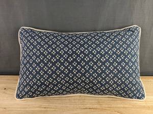 Threshold Throw Pillow 12 x 20 in Navy with Cream Cross-Dot Pattern - Brand New