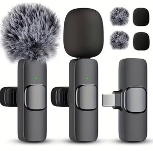Set of 2 Wireless Lapel Android Microphones, Plug and Play with Noise Reduction - Brand New