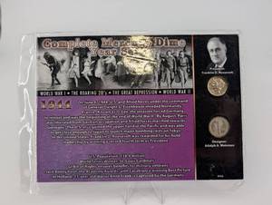 lot 12 image: Complete Mercury Dime Year Set - 1942 & 1944 in Display Case (Sealed)