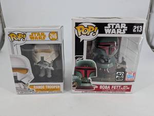 lot 89 image: Star Wars Pop Boba Fett 213 & Range Trooper 246