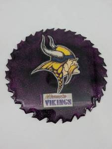 lot 95 image: Minnesota Vikings Circular Saw Blade Wall Decor - Metal Round Team Logo