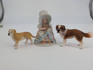 lot 111 image: Circle of Friends Masterpiece Figurine - 3-Piece Group with Girl and Two Dogs