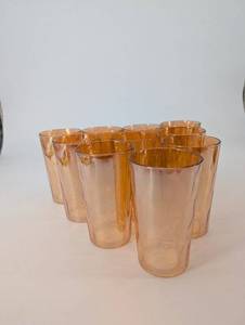 lot 134 image: Amber Glass Tumblers - Hammered Texture