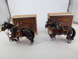 lot 146 image: Clydesdale Horse Figurines with Harness - 2-Pack