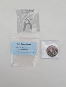 lot 190 image: Elvis Concert Coin - 1968 Comeback Special Half Dollar - Mystic Stamp Promo