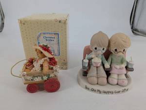lot 191 image: Cherished Teddies - Strawberry Festival Cart & You Are My Happily Ever After Couple Figurines