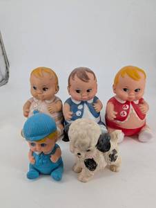lot 194 image: Baby Dolls & Puppy Figurine Lot (Lot of 5)