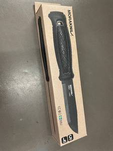 lot 55 image: Morakniv Garberg Carbon Steel Full-Tang Knife with Leather Sheath