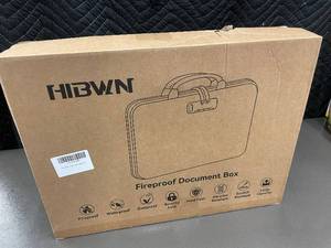lot 58 image: HIBWN Fireproof Document Box - 15.5 x 12 x 2.5 in - Waterproof, Dustproof