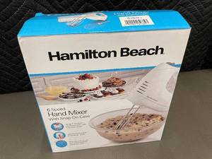 lot 74 image: Hamilton Beach 6-Speed Hand Mixer with Snap-On Case - 250W, Beaters & Whisk Included