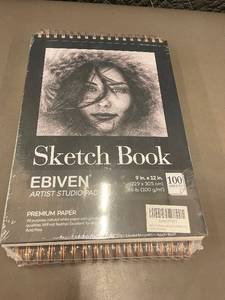 lot 88 image: 2 X EBIVEN Sketch Book Artist Studio Pad - 9 x 12 In, 100 Sheets, Premium Paper