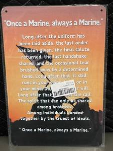 lot 124 image: Marine Corps Quote Wall Plaque - Once a Marine, Always a Marine