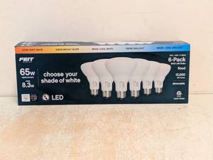 lot 33 image: NEW FEIT ELECTRIC 65W 6-PK LED FLOOD BULBS