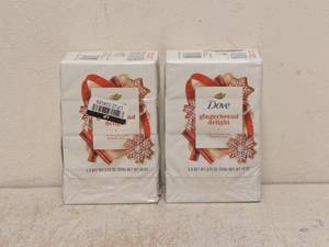 lot 54 image: 2 NEW DOVE GINGERBREAD DELIGHT LIMITED EDITION BEAUTY BAR SOAP 4-PK