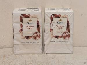 lot 57 image: 2 NEW DOVE HOT COCOA SWIRL LIMITED EDITION BEAUTY BAR SOAP 4-PK
