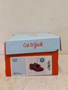 lot 161 image: NEW CAT & JACK KIDS CHLOE FLATS SIZE 8 RED