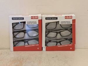lot 185 image: (2) NEW FOSTER GRANT 3.00 READING GLASSES 3PK