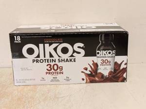 lot 233 image: NEW OIKOS PROTEIN SHAKE CHOCOLATE 18PK