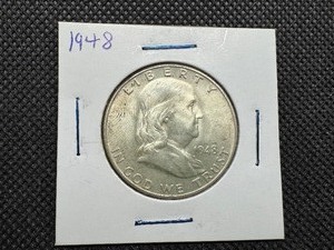 lot 34 image: 1948 Silver Franklin Half Dollar