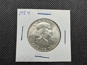 lot 38 image: 1954 Silver Franklin Half Dollar