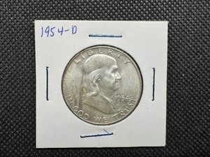 lot 39 image: 1954 D Silver Franklin Half Dollar
