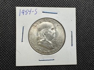 lot 40 image: 1954 S Silver Franklin Half Dollar