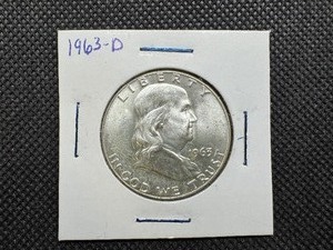 lot 48 image: 1963 D Silver Franklin Half Dollar