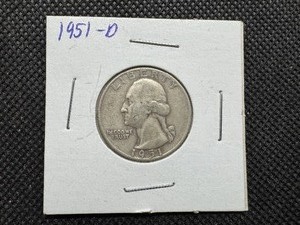 lot 66 image: 1951 D Silver Washington Quarter