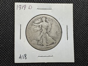 lot 16 image: 1919 D Silver Walking Liberty Half Dollar
