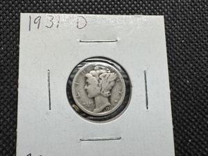 lot 96 image: 1931 D Silver Mercury Dime
