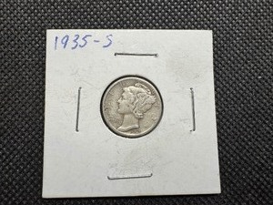 lot 100 image: 1935 S Silver Mercury Dime
