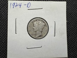 lot 84 image: 1924 D Silver Mercury Dime