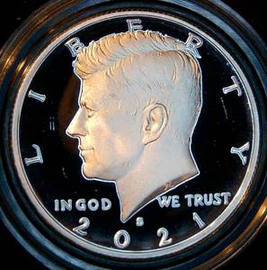 lot 8 image: Proof 2021-S .999 Silver Kennedy Half Dollar