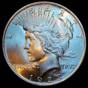 lot 25 image: Uncirculated 1923-P Peace Dollar, Full Luster