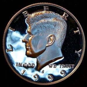 lot 38 image: 1999-S 90% Silver Proof Kennedy Half Dollar from Set
