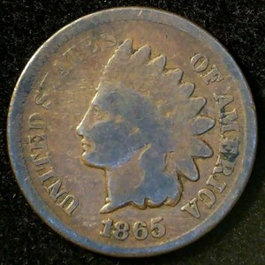 lot 40 image: Better Date 1865 Indian Head Cent