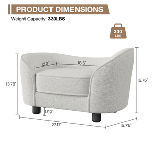 lot 37 image: Garvee Pet Sofa Bed Chenille Sofa With Washable Cushions For Cats And Small-Medium Dogs, Cozy Comfortable, Durable, Neutral Color