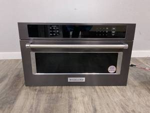 KitchenAid 1.4-cu ft 900-Watt 29.75-in Built-In Microwave with Sensor Cooking ControlsModel # KMBP100EBS20 (Plate Spinner A Bit Cracked)