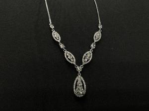 lot 14 image: Givenchy Crystal Trio Lariat Necklace, 16  3 extender (A Bit Tarnished, Missing 1 Stone)