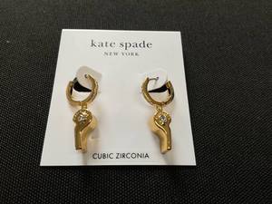 lot 114 image: Kate Spade New York Cubic Zirconia Whistle Charm Huggie Hoop Earrings