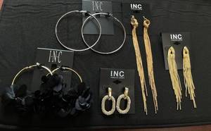 lot 308 image: LOT OF 5 I.N.C Womens Earrings (Silver Hoops Slightly Tarnished)