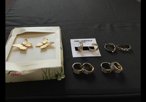 lot 315 image: LOT OF 5 Womens Earrings (Twist Hoops & KL Hoops Used Tarnished)