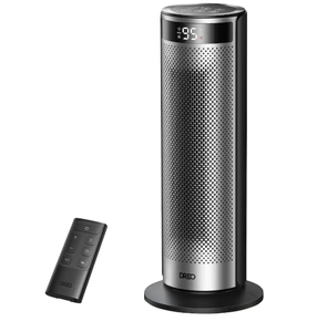 lot 62 image: Dreo - 20 Portable Ceramic Space Heater for Home, 70° Oscillation, 12H Timer and Thermostat, 3 Heat Levels, Solaris 628 - Silver