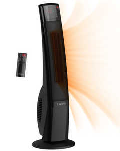 lot 65 image: Lasko Ceramic Digital Tower Heater Indoor Space Heater with Remote, Adjustable Thermostat, 1500W, Black, ETL Listed
