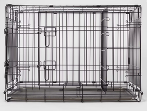 lot 91 image: Boots & Barkley 2 Door Wire Collapsible Dog Crate - Black - Medium Size 30x19x21