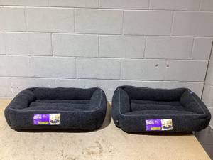 lot 44 image: LOT OF 2 Boots & Barkley Modern Cuddler Rectangle Dog Bed - M - 28 Inches (L), 7 Inches (H) x 23 Inches (W)