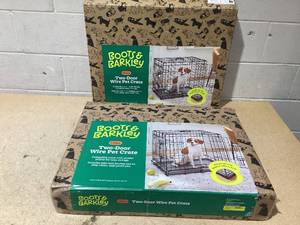 lot 92 image: LOT OF 2 Boots & Barkley Wire Collapsible Dog Crate - S - Black - 24 Inches (L), 20 Inches (H) x 18 Inches (W) (1 New, 1 Used)