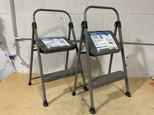 lot 75 image: LOT OF 2 Cosco 2-Step Folding Step Stools, Lightweight, Locks In Position