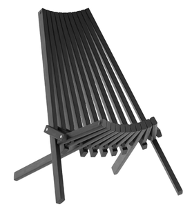 lot 82 image: Flash Furniture Delia Commercial IndoorOutdoor Wood Folding Chair, Low Profile Lounge for Patio, Porch, or Garden, Versatile Weather-Resistant Acacia Wood, Black