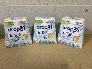 LOT OF 3 Dropps 4-in-1 Plus Oxi Free & Clear Power Biobased Laundry Detergent Pods, Unscented (76 Pods) - Chlorine-Free Bleach Alternative Biobased Laundry Whitener, Stain & Odor Remover